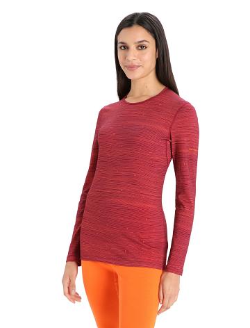 Base Layers Icebreaker Merino 200 Oasis Long Sleeve Crewe Ski Tracks Damskie Różowe | PL 1124PJJQ